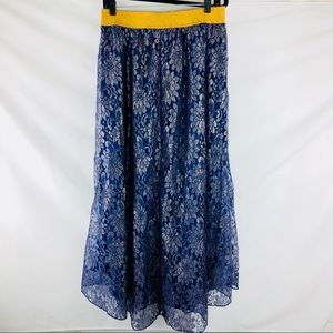 LulaRoe Lucy Elegant Floral Long Boho Blue Size M